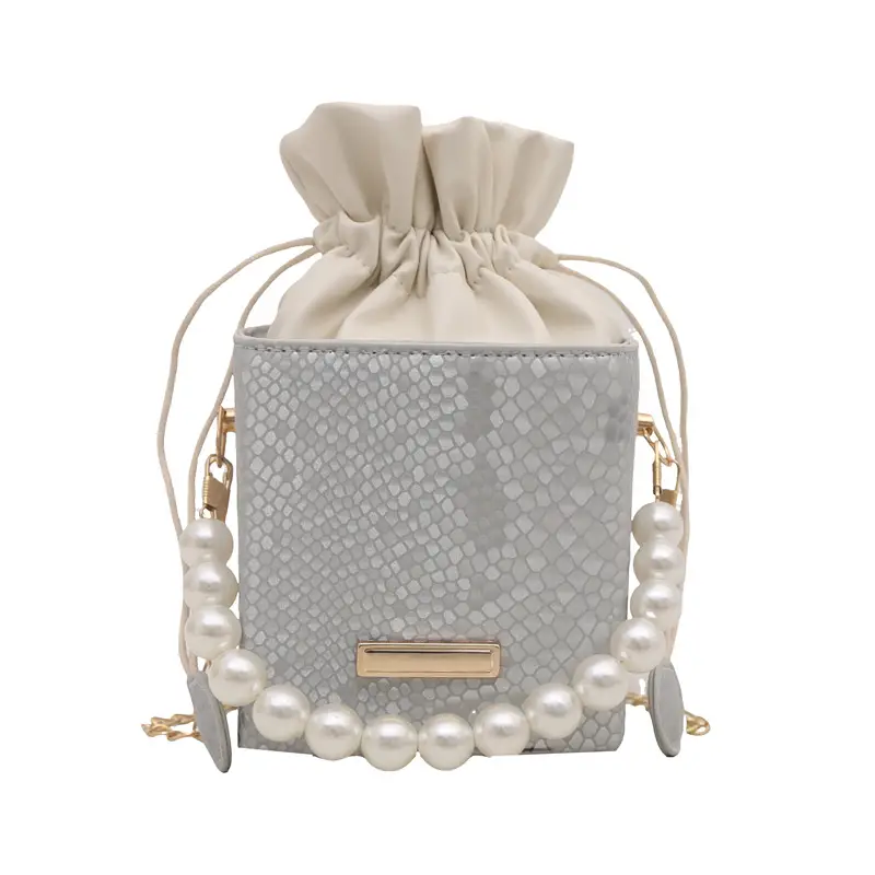 Women's Cream Pearl Chain Shoulder Crossbody Bag - Image 5