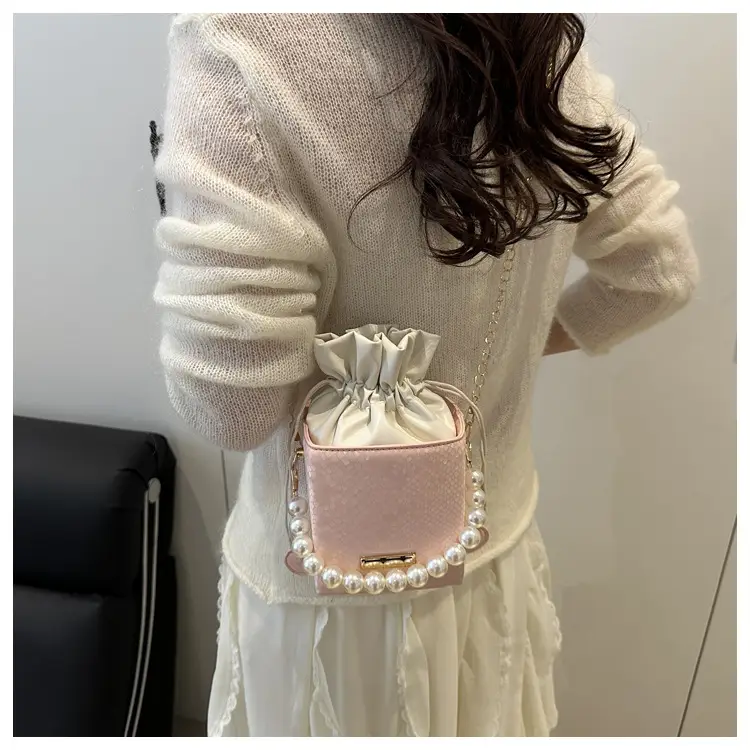 Women's Cream Pearl Chain Shoulder Crossbody Bag — feature 13