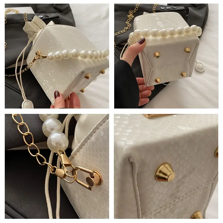 Women's Cream Pearl Chain Shoulder Crossbody Bag — feature 6