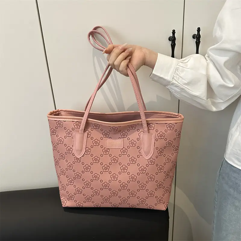 Women's Large Capacity Embroidered Tote Bag White - Image 7