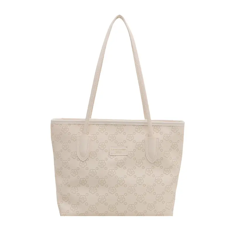 Women's Large Capacity Embroidered Tote Bag White - Image 10