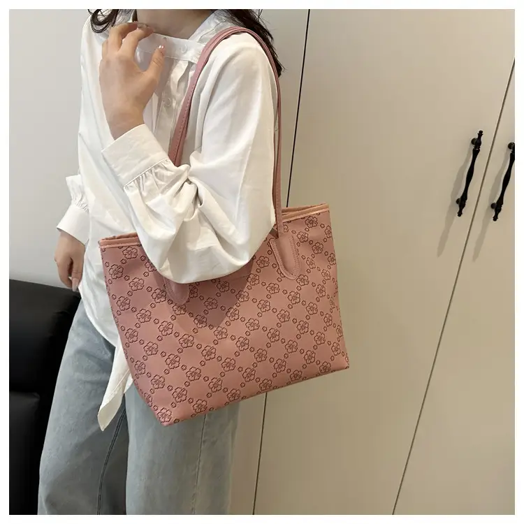 Women's Large Capacity Embroidered Tote Bag White — feature 10