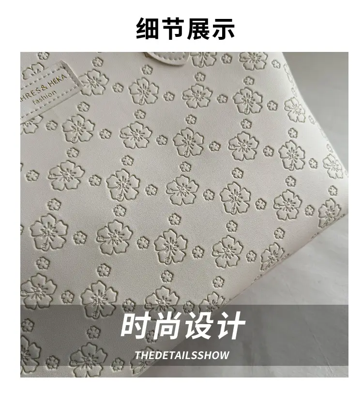 Women's Large Capacity Embroidered Tote Bag White — feature 2