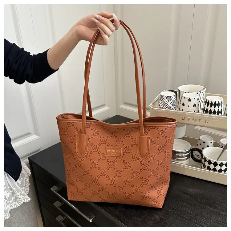 Women's Large Capacity Embroidered Tote Bag White — feature 21