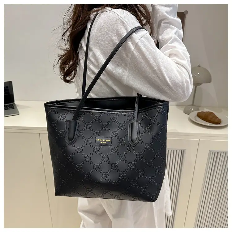 Women's Large Capacity Embroidered Tote Bag White — feature 8