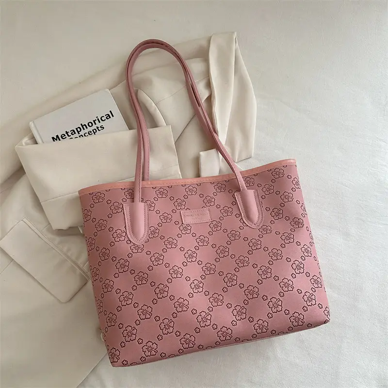 Women's Large Capacity Embroidered Tote Bag White - Image 3