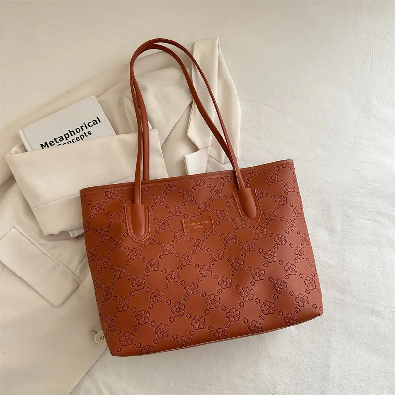Women's Large Capacity Embroidered Tote Bag White - Image 4