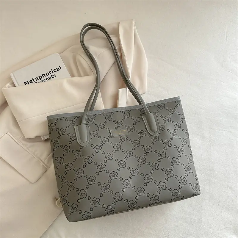 Women's Large Capacity Embroidered Tote Bag White - Image 5