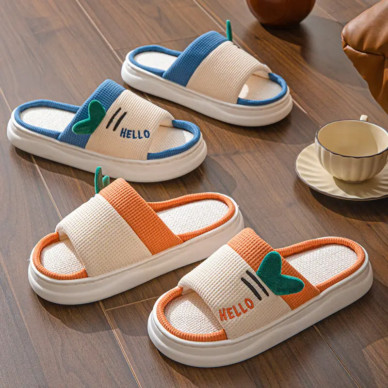 2026 New Style Home Slippers for Women, Indoor All-Season Home Slippers for Couples, Non-Slip Cotton and Linen Floor Slippers for Men