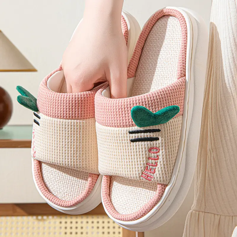 2026 New Style Home Slippers for Women, Indoor All-Season Home Slippers for Couples, Non-Slip Cotton and Linen Floor Slippers for Men