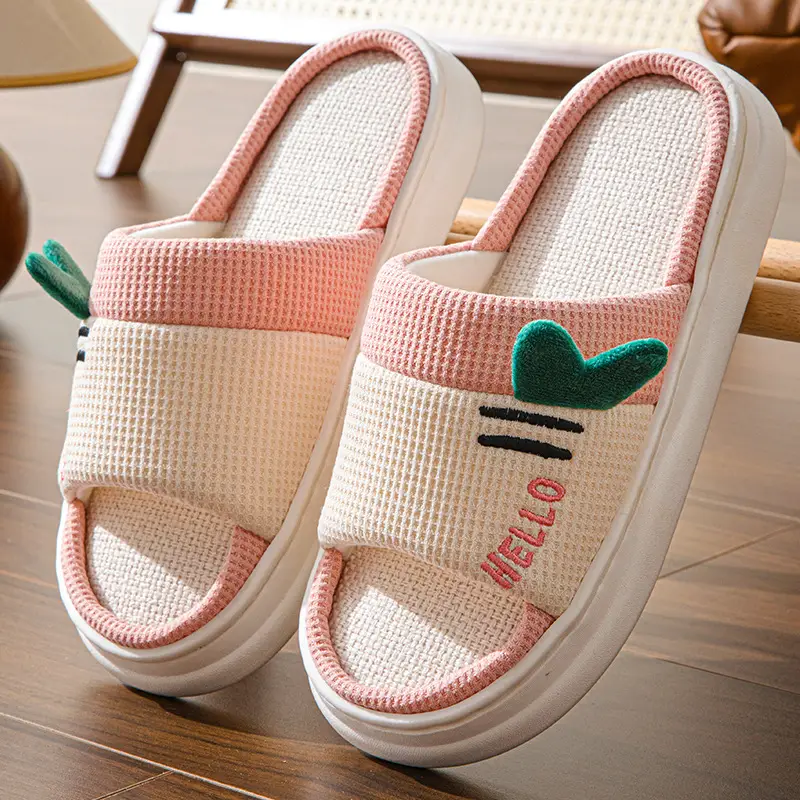2026 New Style Home Slippers for Women, Indoor All-Season Home Slippers for Couples, Non-Slip Cotton and Linen Floor Slippers for Men