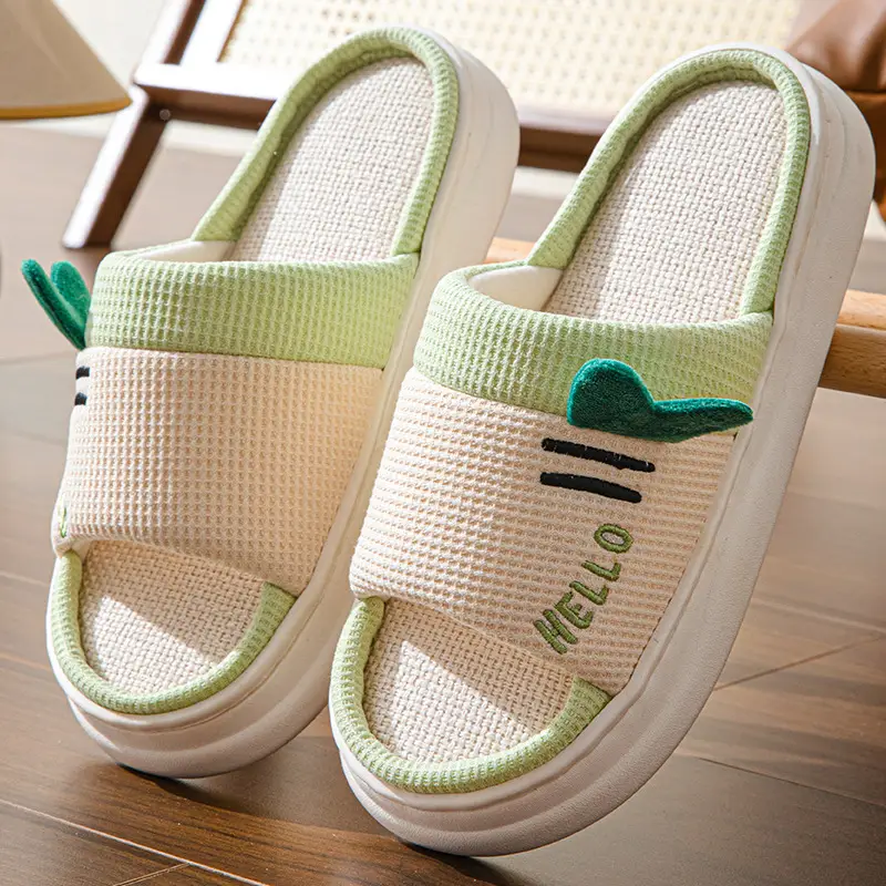 2026 New Style Home Slippers for Women, Indoor All-Season Home Slippers for Couples, Non-Slip Cotton and Linen Floor Slippers for Men