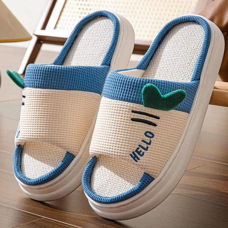 2026 New Style Home Slippers for Women, Indoor All-Season Home Slippers for Couples, Non-Slip Cotton and Linen Floor Slippers for Men