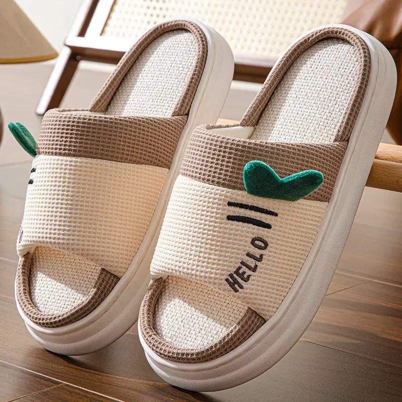 2026 New Style Home Slippers for Women, Indoor All-Season Home Slippers for Couples, Non-Slip Cotton and Linen Floor Slippers for Men