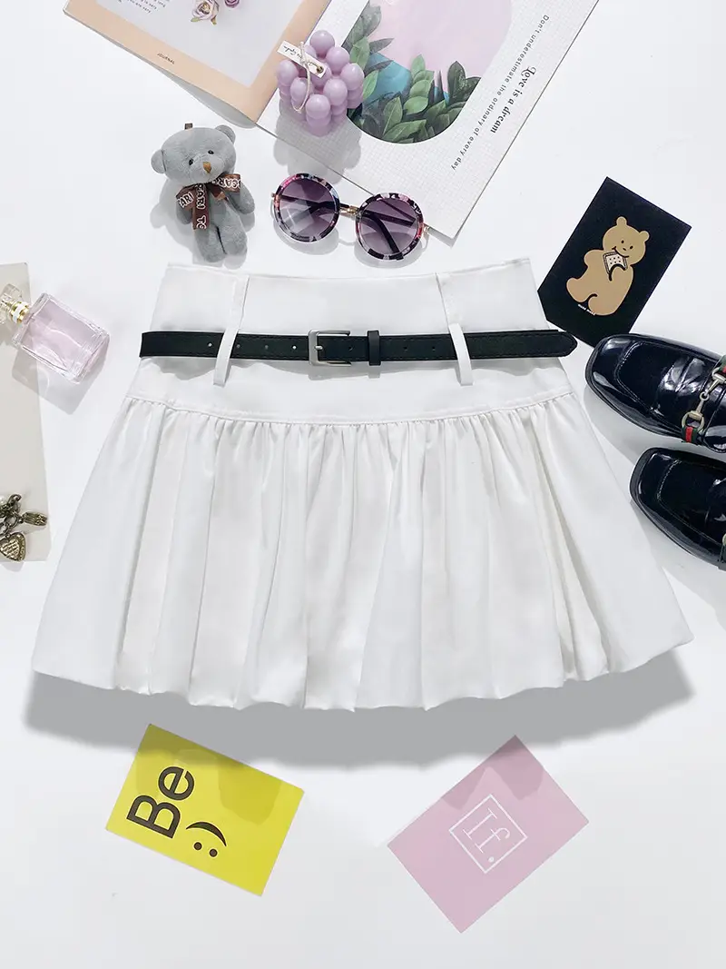 Grey Slim Fit Belted Skirt Summer Wear — feature 4
