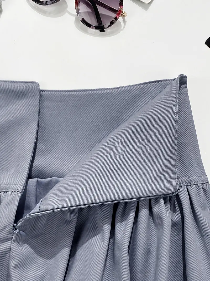 Grey Slim Fit Belted Skirt Summer Wear — feature 6