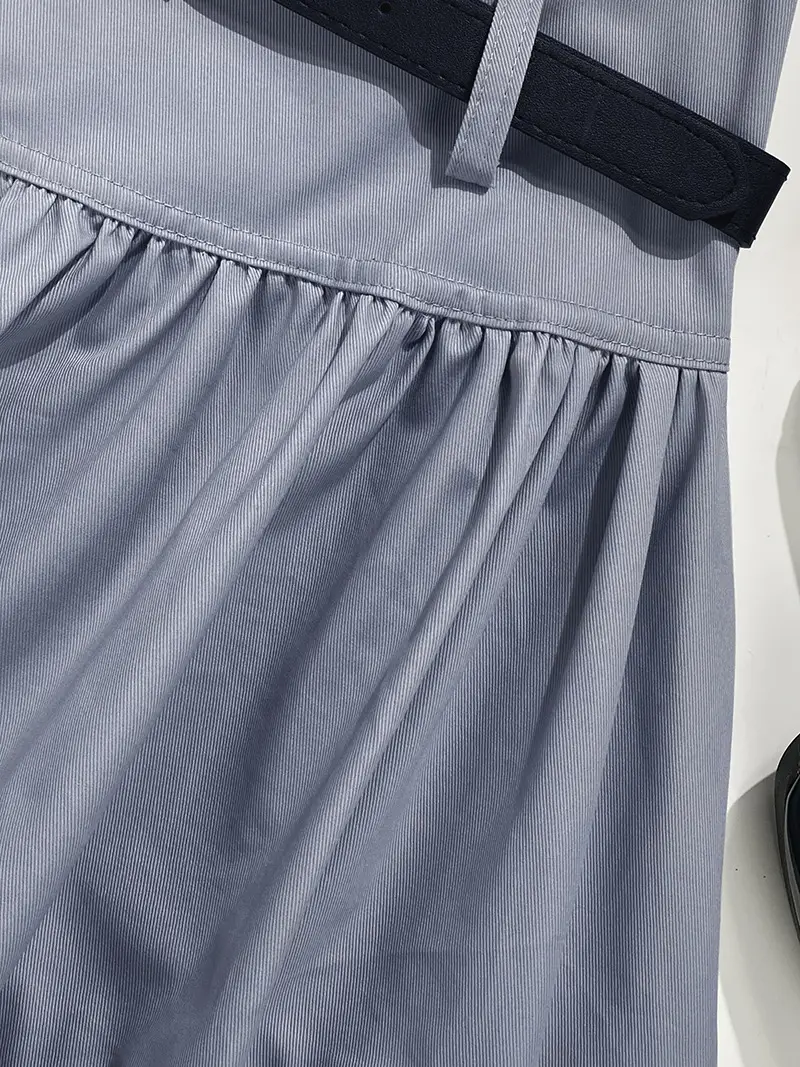 Grey Slim Fit Belted Skirt Summer Wear — feature 7