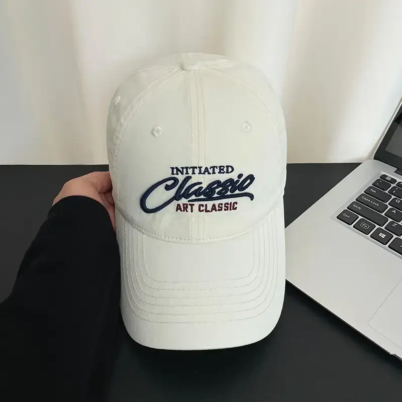 Men's Black Cotton Letter Embroidered Cap 54x60cm — feature 14