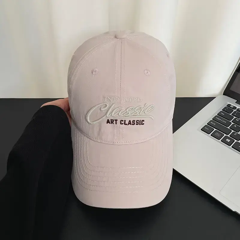 Men's Black Cotton Letter Embroidered Cap 54x60cm — feature 15