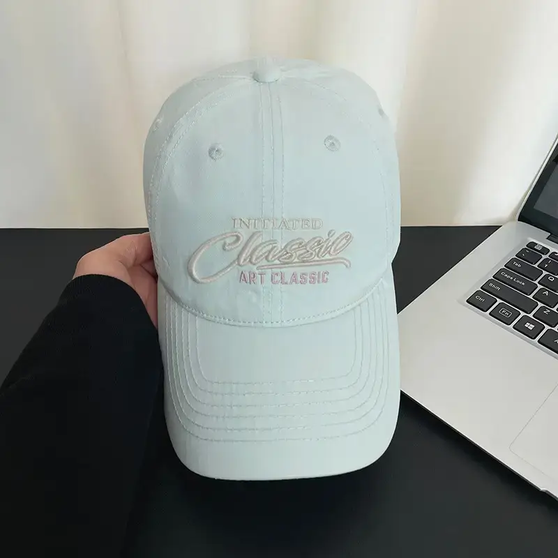 Men's Black Cotton Letter Embroidered Cap 54x60cm — feature 16
