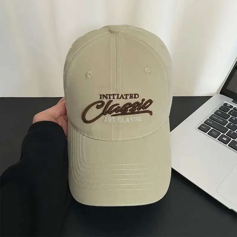 Men's Black Cotton Letter Embroidered Cap 54x60cm