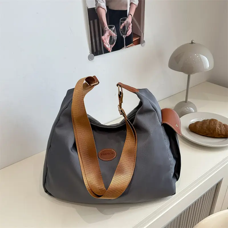 2025 Cross-Border Fashion Women's Grey Tote Bag with Brown Strap - Image 6