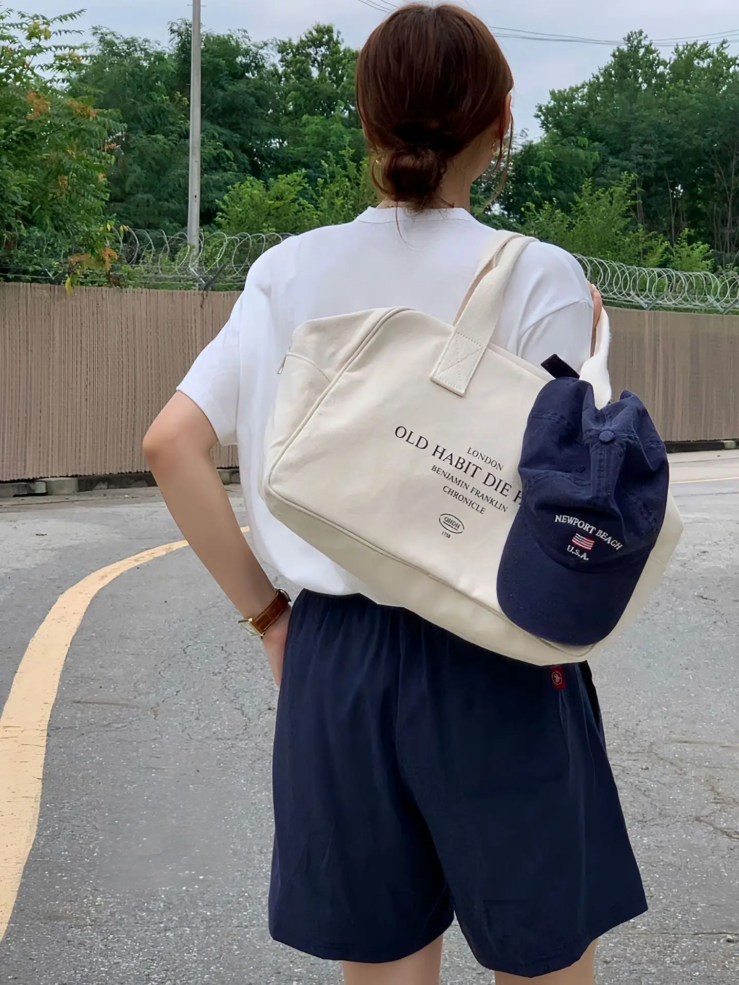 Women Canvas Tote Bag Large Capacity Boston Style