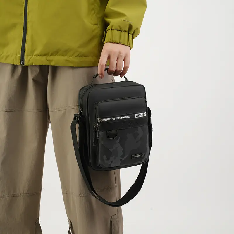 Men's Multi-Color Crossbody Bag with Transparent Pocket - Image 8