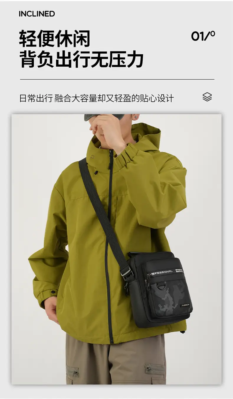 Men's Multi-Color Crossbody Bag with Transparent Pocket — feature 2