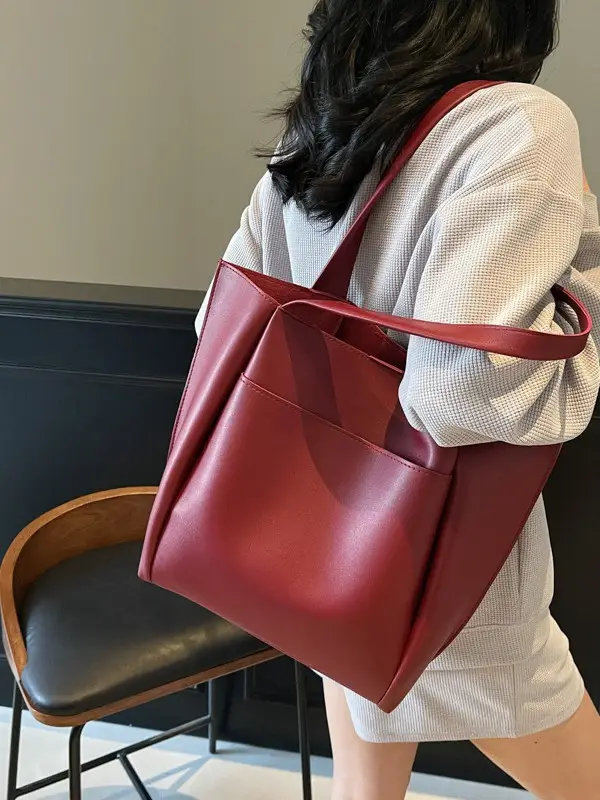Large Capacity Leather Tote Bag for Women - Image 9