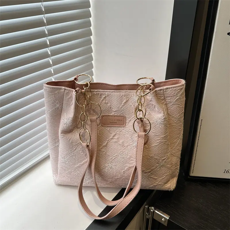 Pink Embroidered Shoulder Bag for Women 2025