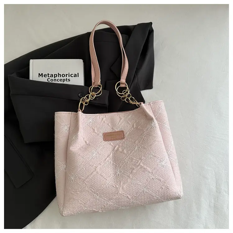 Pink Embroidered Shoulder Bag for Women 2025