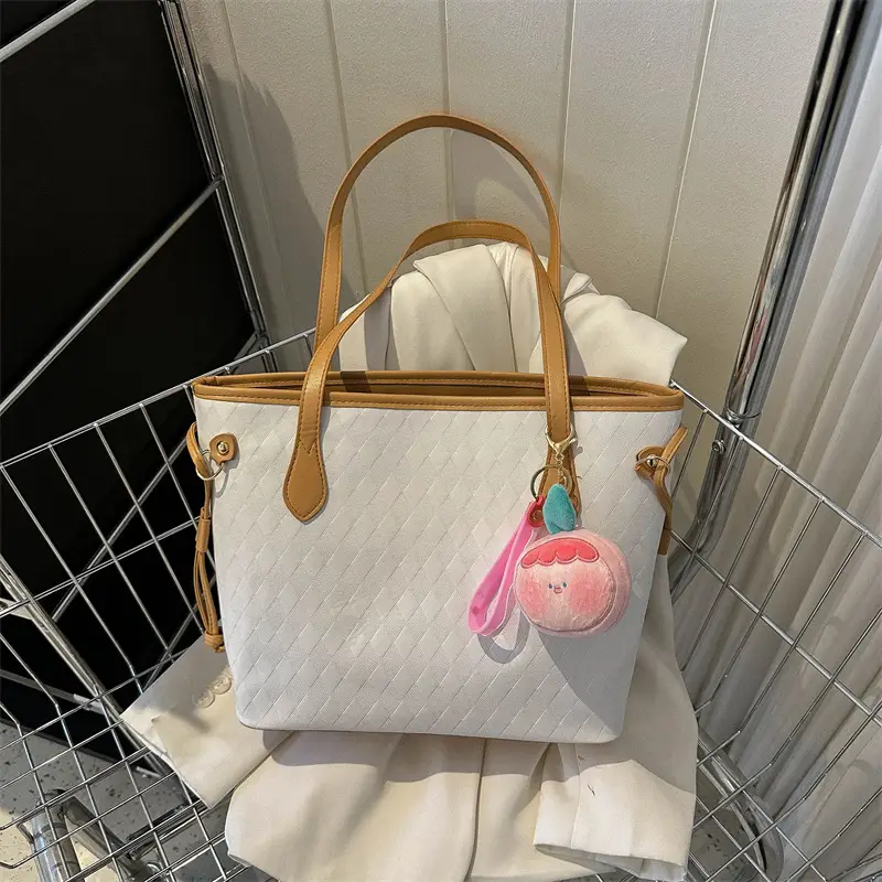 Women's Pink Quilted Shoulder Tote Bag with Tassel - Image 8