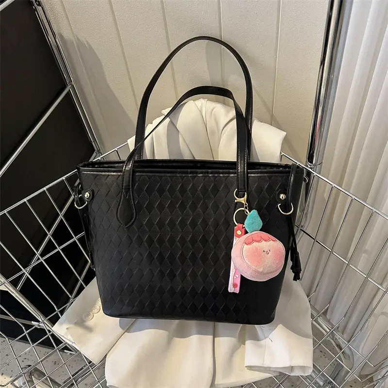 Women's Pink Quilted Shoulder Tote Bag with Tassel - Image 10