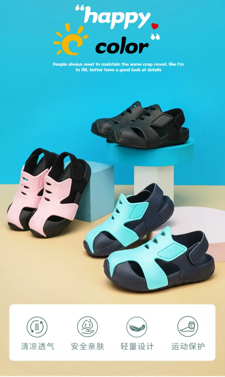 Blue Black EVA Sports Sandals for Kids Girls — feature 1