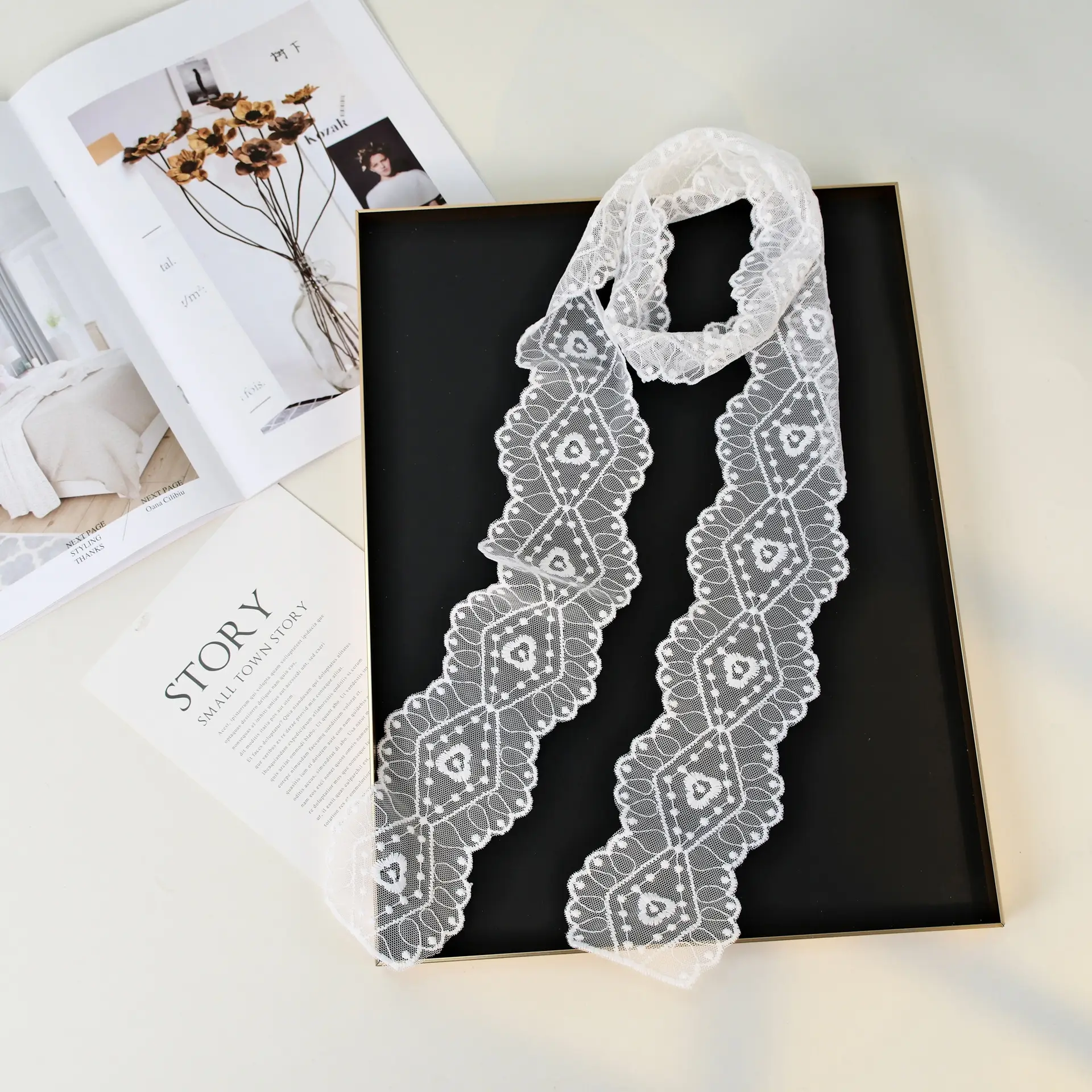 Black Lace Five Pointed Star Scarf for Women