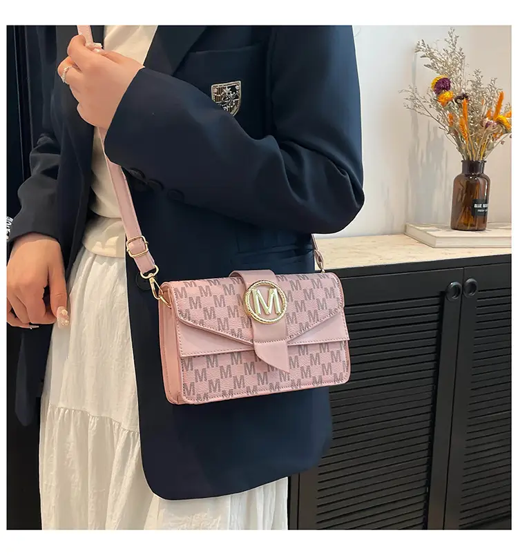 French Style Pink Letter Print Crossbody Bag — feature 11