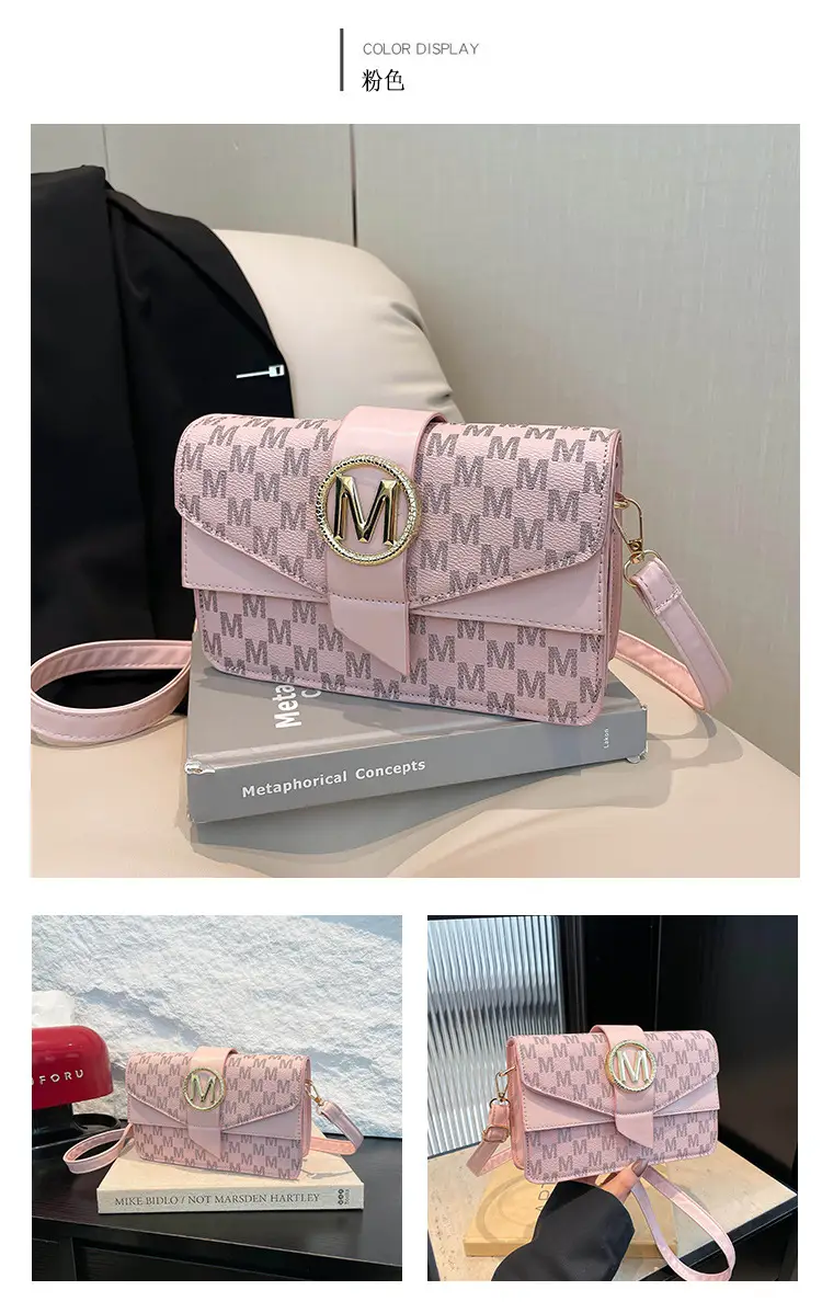 French Style Pink Letter Print Crossbody Bag — feature 25