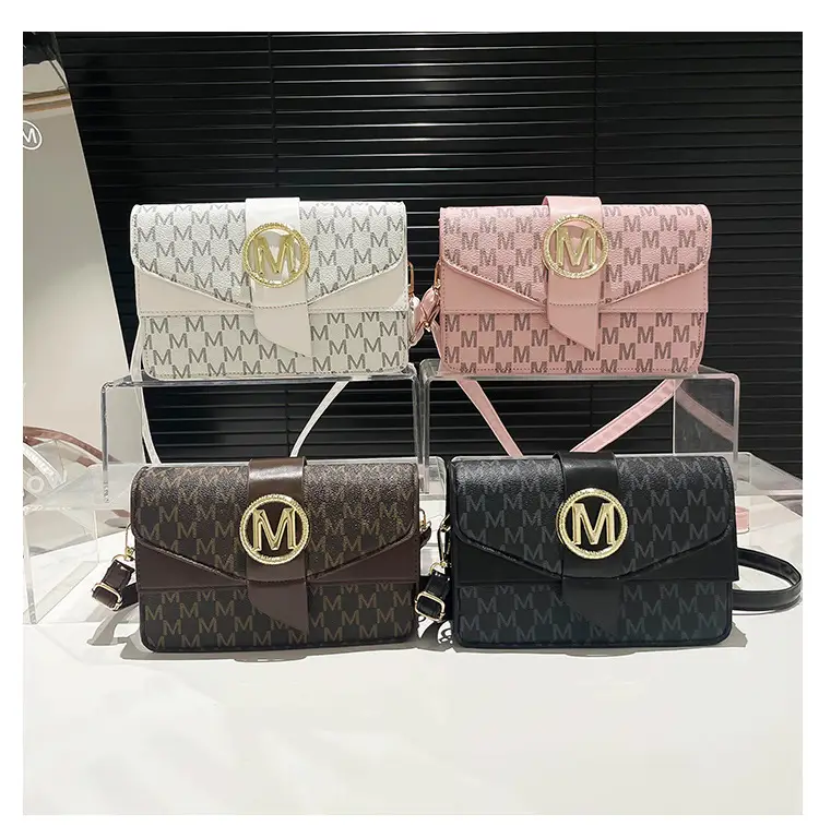 French Style Pink Letter Print Crossbody Bag — feature 9