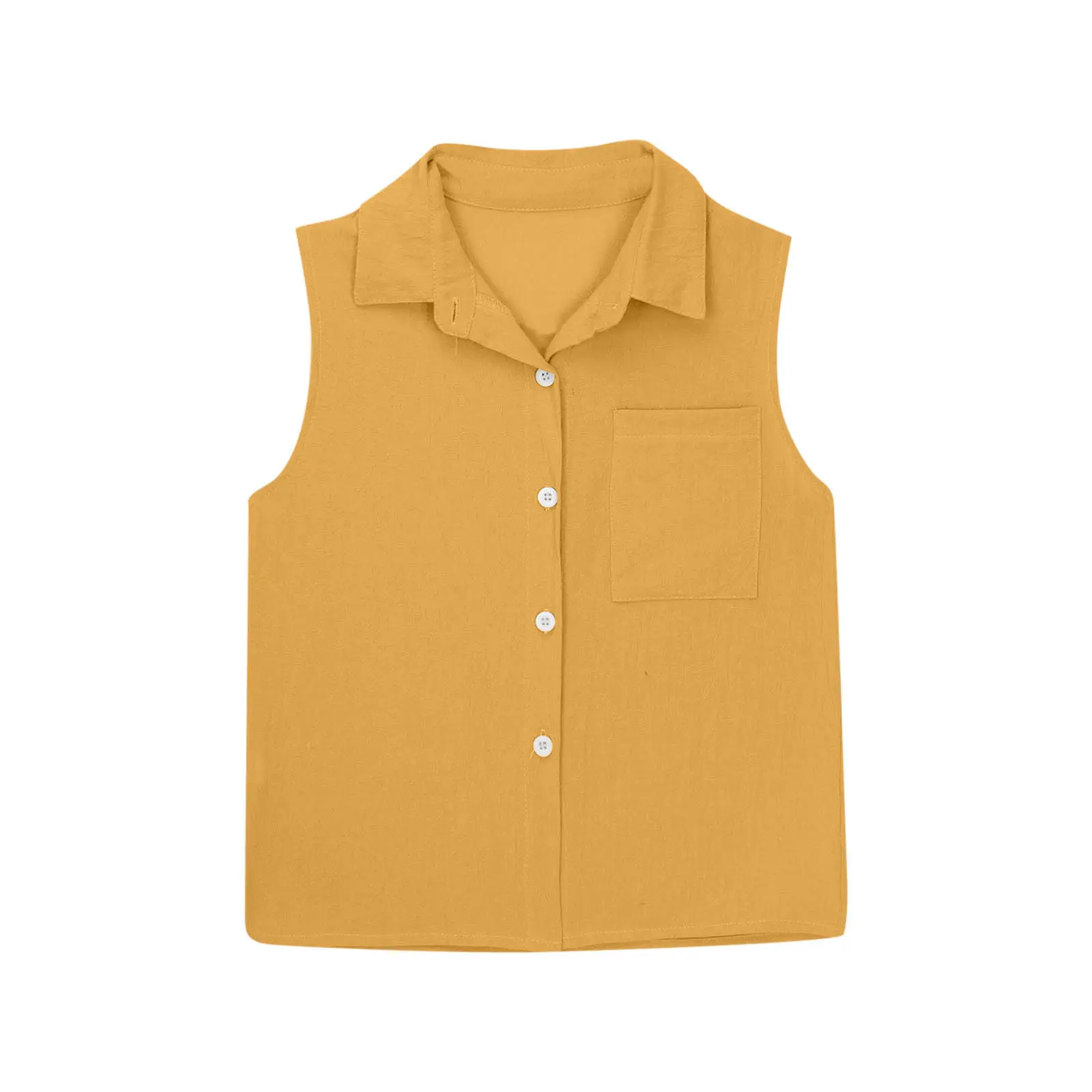 Brown Lapel Button Vest Shirt for Women Middle to Large — feature 19