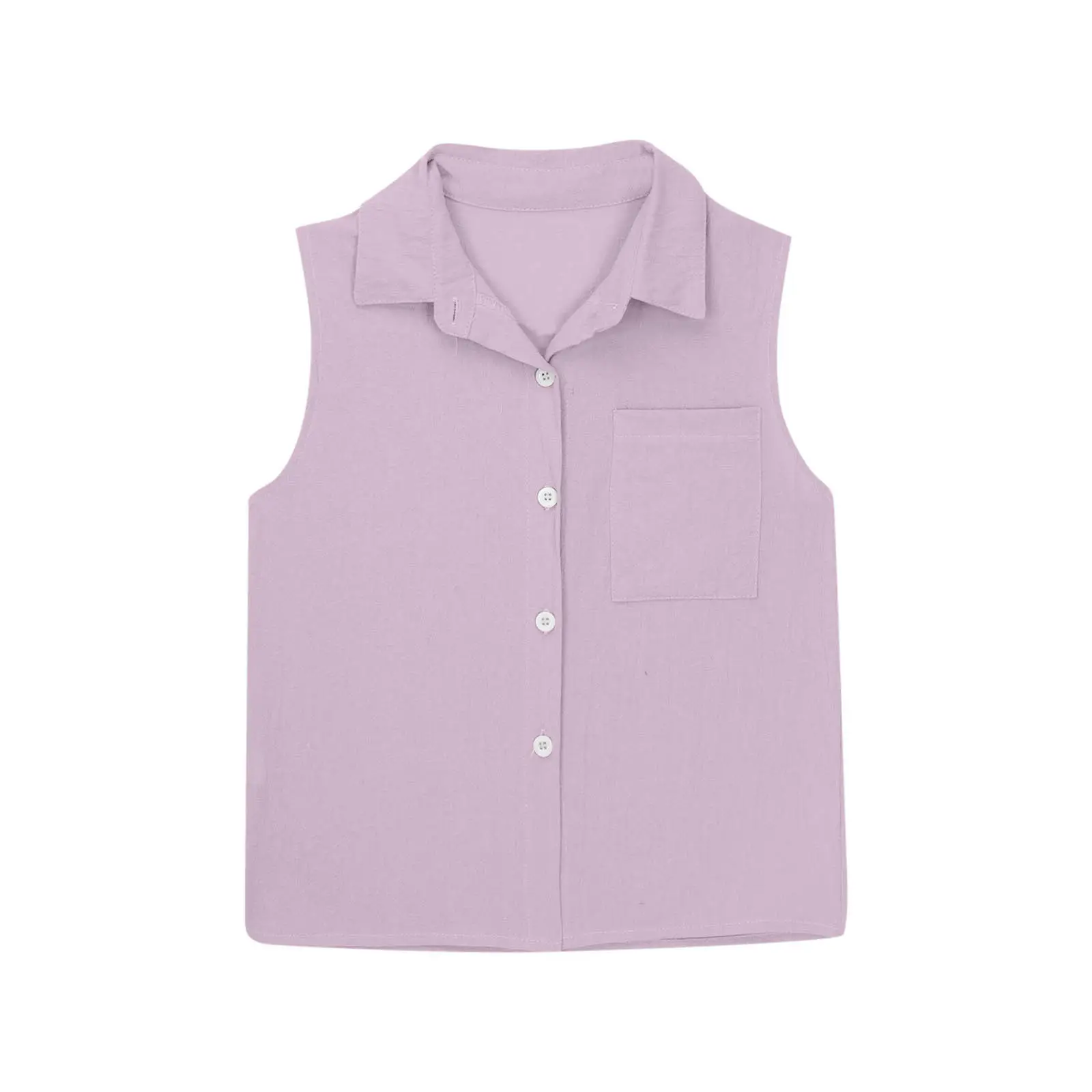 Brown Lapel Button Vest Shirt for Women Middle to Large — feature 21