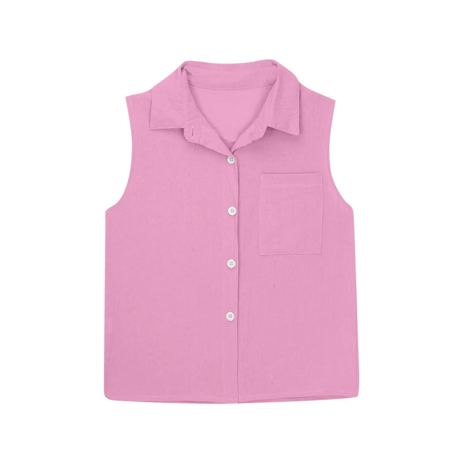 Brown Lapel Button Vest Shirt for Women Middle to Large — feature 23
