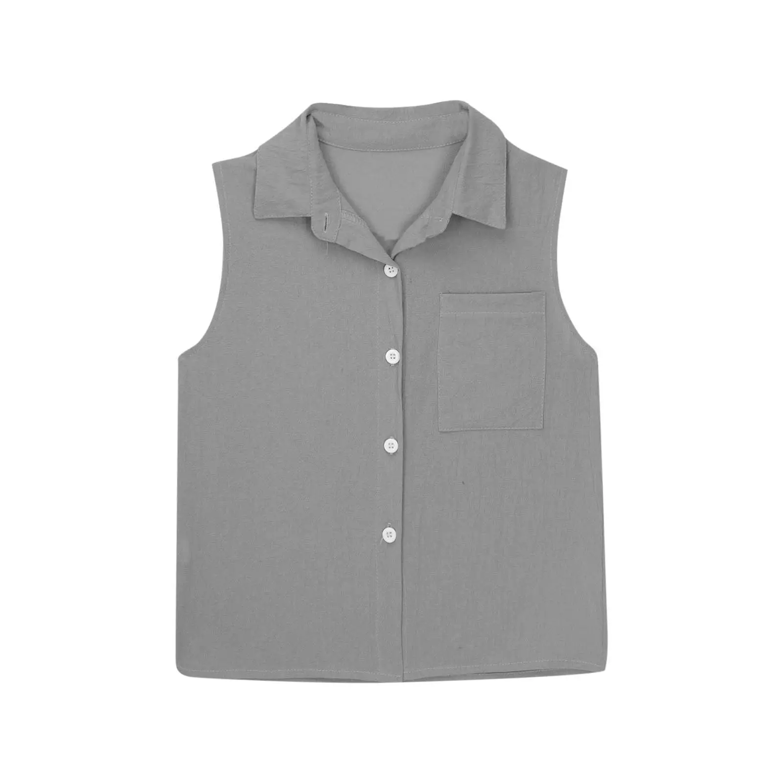 Brown Lapel Button Vest Shirt for Women Middle to Large — feature 25