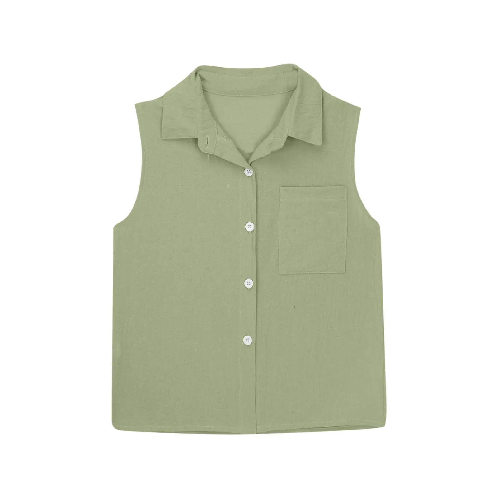 Brown Lapel Button Vest Shirt for Women Middle to Large — feature 27