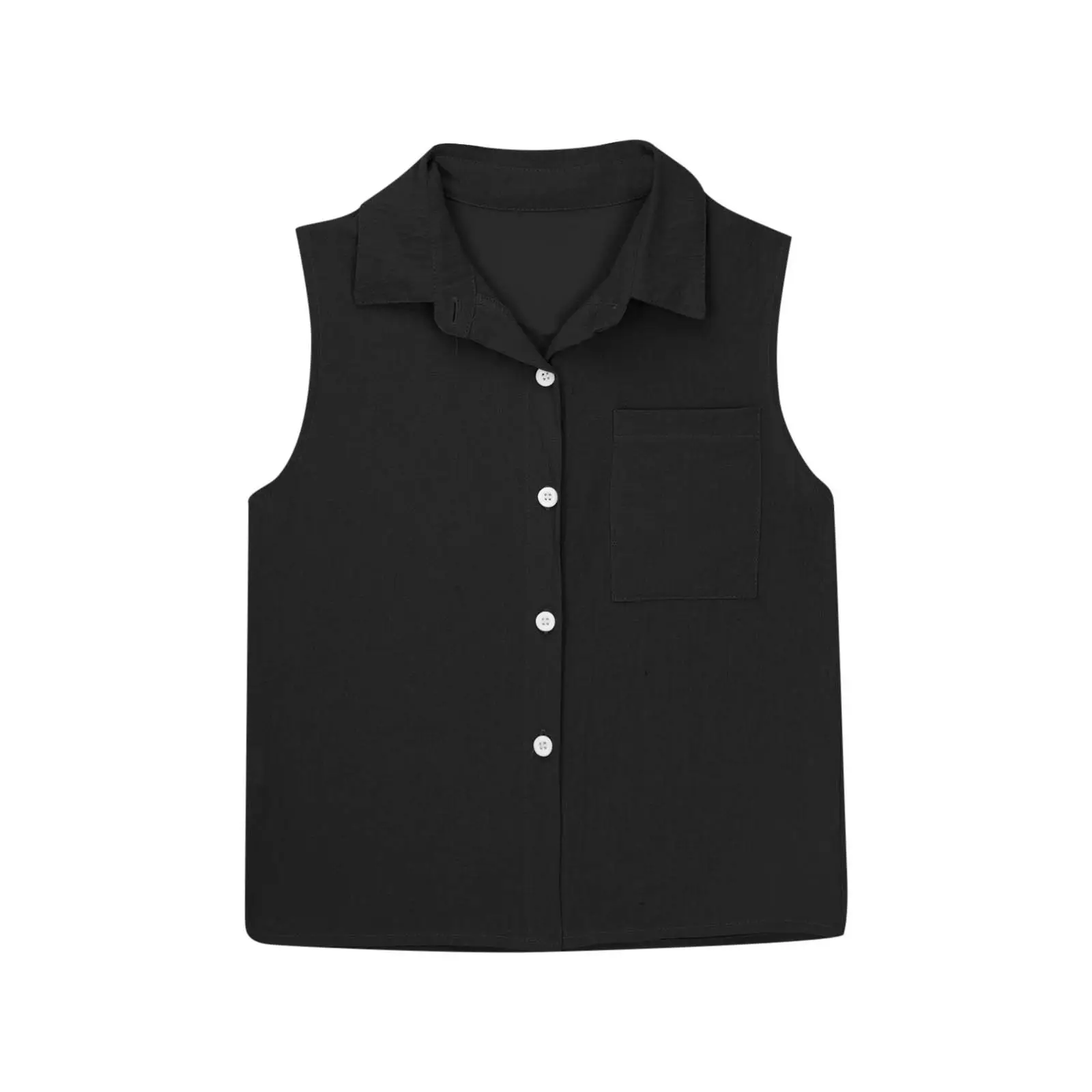 Brown Lapel Button Vest Shirt for Women Middle to Large — feature 31