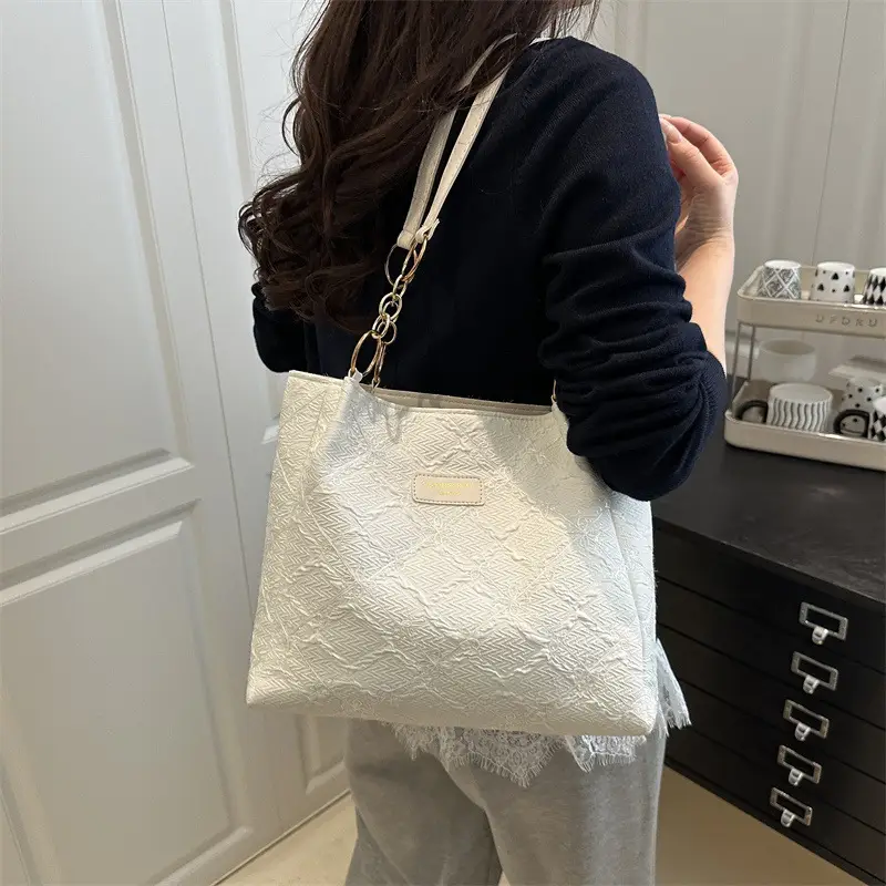 Light Blue Embroidered Shoulder Bag for Women - Image 6