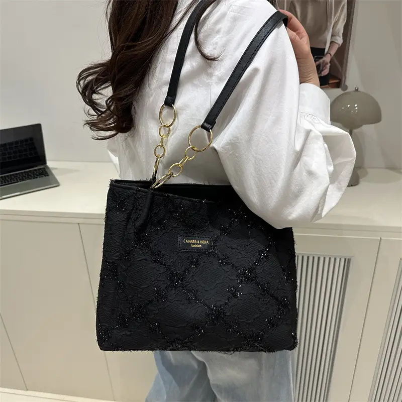 Light Blue Embroidered Shoulder Bag for Women - Image 7