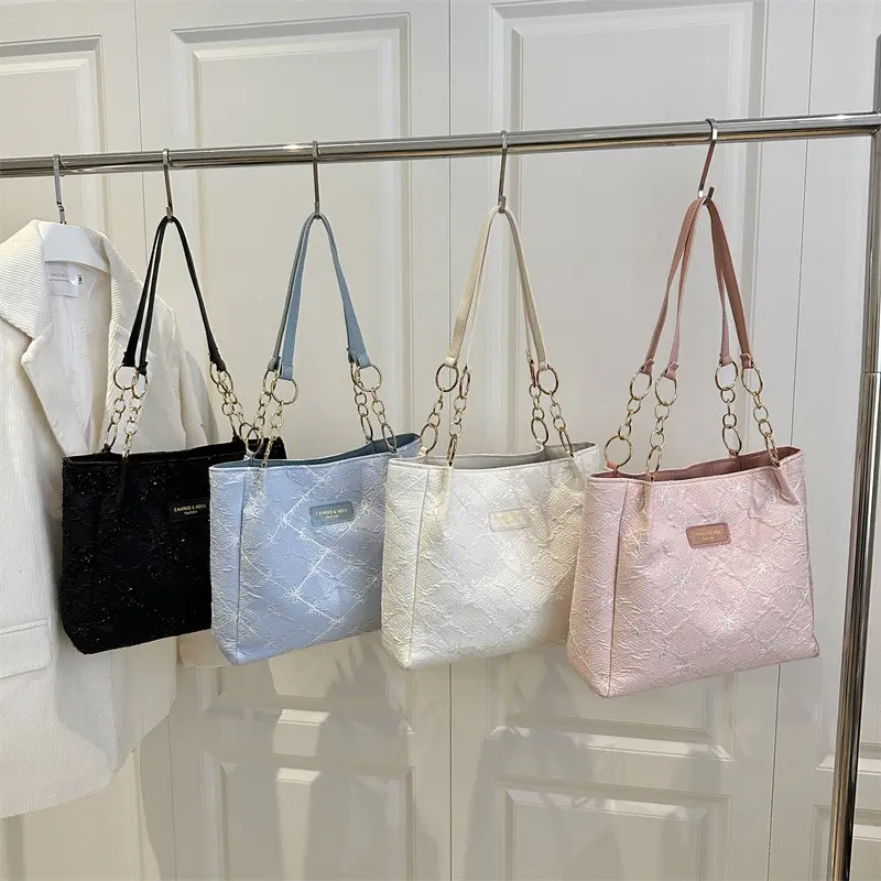 Light Blue Embroidered Shoulder Bag for Women - Image 8