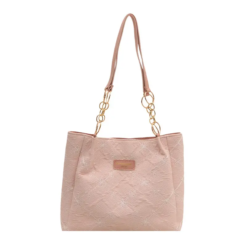 Light Blue Embroidered Shoulder Bag for Women - Image 9