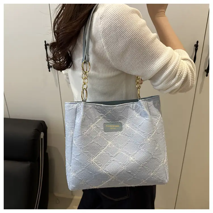 Light Blue Embroidered Shoulder Bag for Women — feature 19